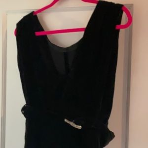 Vintage Black Velvet Party Dress size Small with Sparkly Belt